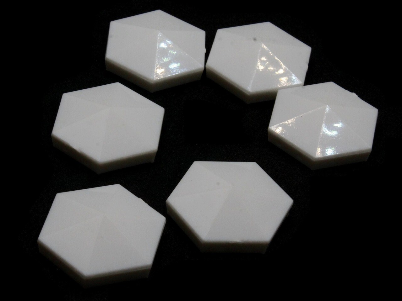 6 30mm Two Hole White Acrylic Double Drilled Plastic Hexagon Open Back Beads